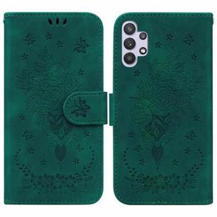 For Samsung Galaxy A32 4G Butterfly Rose Embossed Leather Phone Case(Green)