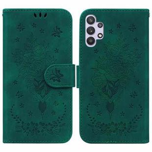 For Samsung Galaxy A32 5G Butterfly Rose Embossed Leather Phone Case(Green)
