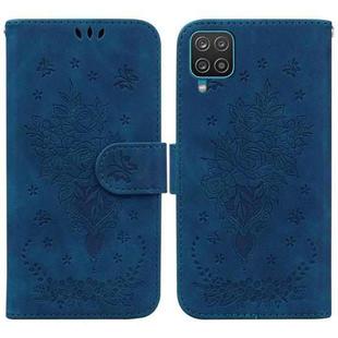 For Samsung Galaxy A42 5G Butterfly Rose Embossed Leather Phone Case(Blue)