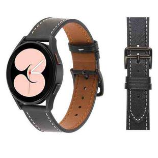 For Samsung Galaxy Watch4 40mm / 44mm Plain Weave Leather Watch Band(Black)