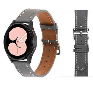 For Samsung Galaxy Watch4 40mm / 44mm Plain Weave Leather Watch Band(Grey)