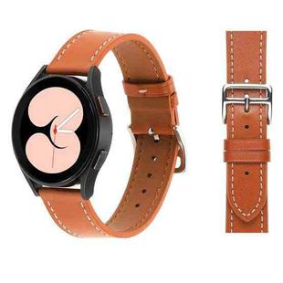 For Samsung Galaxy Watch4 40mm / 44mm Plain Weave Leather Watch Band(Brown)