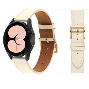 For Samsung Galaxy Watch4 40mm / 44mm Plain Weave Leather Watch Band(Beige White)