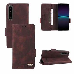 For Sony Xperia 1 IV Magnetic Clasp Flip Leather Phone Case(Brown)