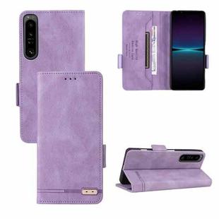 For Sony Xperia 1 IV Magnetic Clasp Flip Leather Phone Case(Purple)