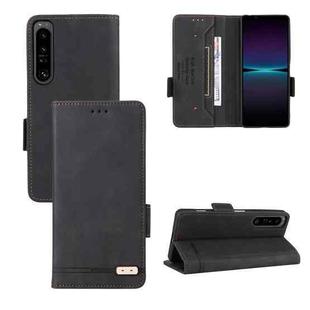 For Sony Xperia 1 IV Magnetic Clasp Flip Leather Phone Case(Black)