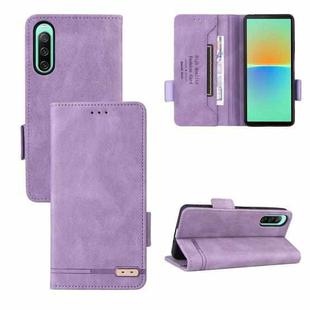 For Sony Xperia 10 IV Magnetic Clasp Flip Leather Phone Case(Purple)
