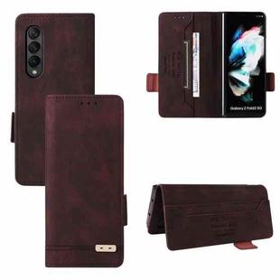 For Samsung Galaxy Z Fold3 5G Magnetic Clasp Flip Leather Phone Case(Brown)