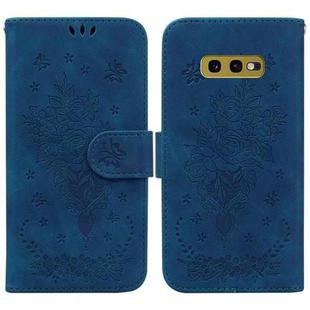 For Samsung Galaxy S10e Butterfly Rose Embossed Leather Phone Case(Blue)