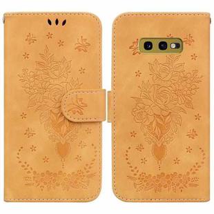 For Samsung Galaxy S10e Butterfly Rose Embossed Leather Phone Case(Yellow)
