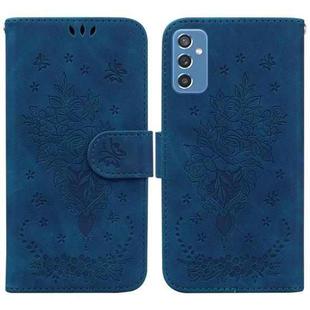 For Samsung Galaxy M52 5G Butterfly Rose Embossed Leather Phone Case(Blue)