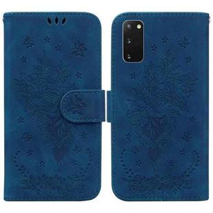 For Samsung Galaxy S20 Butterfly Rose Embossed Leather Phone Case(Blue)