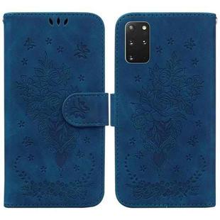 For Samsung Galaxy S20+ Butterfly Rose Embossed Leather Phone Case(Blue)
