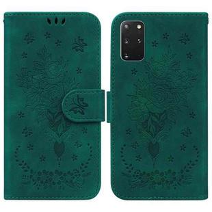 For Samsung Galaxy S20+ Butterfly Rose Embossed Leather Phone Case(Green)