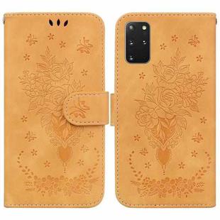 For Samsung Galaxy S20+ Butterfly Rose Embossed Leather Phone Case(Yellow)