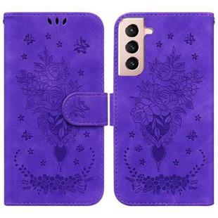 For Samsung Galaxy S21 5G Butterfly Rose Embossed Leather Phone Case(Purple)