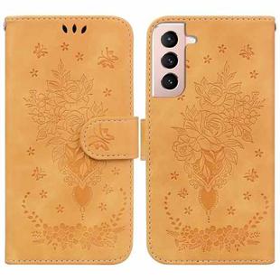 For Samsung Galaxy S21+ 5G Butterfly Rose Embossed Leather Phone Case(Yellow)