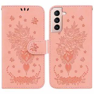 For Samsung Galaxy S22 5G Butterfly Rose Embossed Leather Phone Case(Pink)