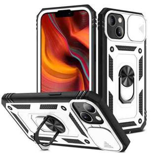 For iPhone 14 Plus Sliding Camera Cover Design TPU + PC Protective Phone Case  (White+Black)