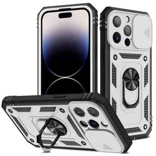 For iPhone 14 Pro Sliding Camera Cover Design TPU + PC Protective Phone Case (White+Black)