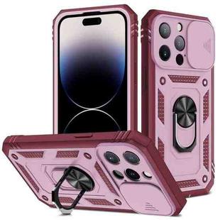 For iPhone 14 Pro Sliding Camera Cover Design TPU + PC Protective Phone Case (Pink+Dark Red)