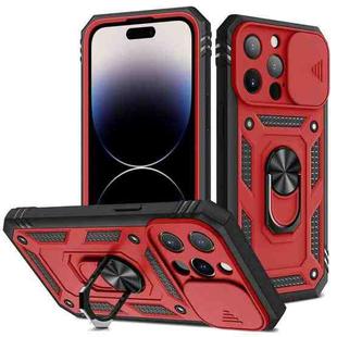 For iPhone 14 Pro Sliding Camera Cover Design TPU + PC Protective Phone Case (Red+Black)