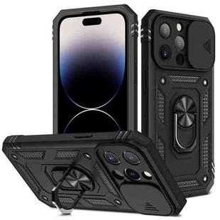 For iPhone 14 Pro Max Sliding Camera Cover Design TPU + PC Protective Phone Case (Black+Black)