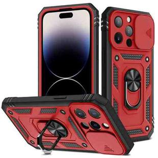 For iPhone 14 Pro Max Sliding Camera Cover Design TPU + PC Protective Phone Case (Red+Black)