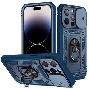 For iPhone 14 Pro Max Sliding Camera Cover Design TPU + PC Protective Phone Case (Blue+Blue)