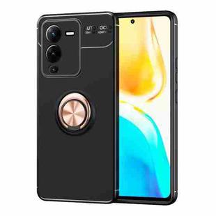 For vivo S15 Pro Metal Ring Holder TPU Phone Case(Black+Rose Gold)