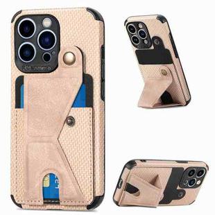 For iPhone 13 Pro K-shaped Magnetic Card Phone Case (Khaki Apricot)