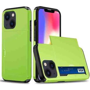 For iPhone 14 Shockproof Armor Protective Phone Case with Slide Card Slot (Green)