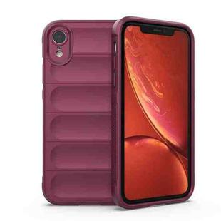 For iPhone XR Magic Shield TPU + Flannel Phone Case(Wine Red)