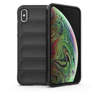 For iPhone X / XS Magic Shield TPU + Flannel Phone Case(Black)