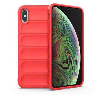 For iPhone X / XS Magic Shield TPU + Flannel Phone Case(Red)