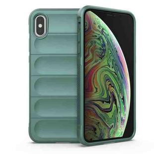 For iPhone X / XS Magic Shield TPU + Flannel Phone Case(Dark Green)