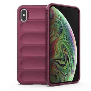 For iPhone X / XS Magic Shield TPU + Flannel Phone Case(Wine Red)