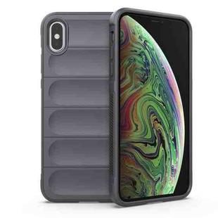For iPhone XS Max Magic Shield TPU + Flannel Phone Case(Dark Grey)