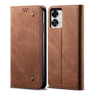 For OnePlus Nord 2T Denim Texture Leather Phone Case(Brown)