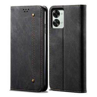 For OnePlus Nord 2T Denim Texture Leather Phone Case(Black)