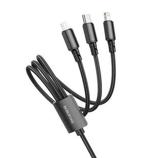 Borofone BX72 Type-C / USB-C + 8 Pin + Micro USB 3 In 1 Charging Cable, Length: 1m(Black)