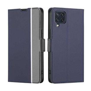 For Samsung Galaxy M32 International Twill Texture Side Button Leather Phone Case(Blue)