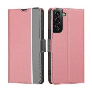 For Samsung Galaxy S22+ 5G Twill Texture Side Button Leather Phone Case(Pink)
