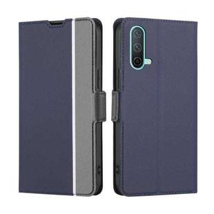 For OnePlus Nord CE 5G Twill Texture Side Button Leather Phone Case(Blue)
