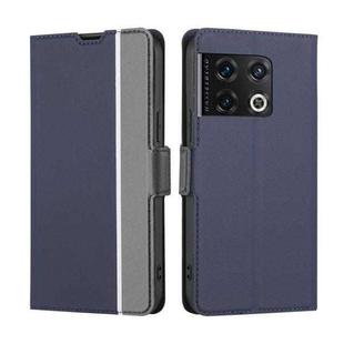 For OnePlus 10 Pro 5G Twill Texture Side Button Leather Phone Case(Blue)