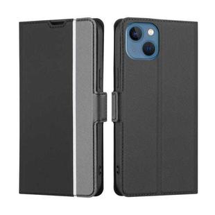 For iPhone 13 Twill Texture Side Button Leather Phone Case(Black)