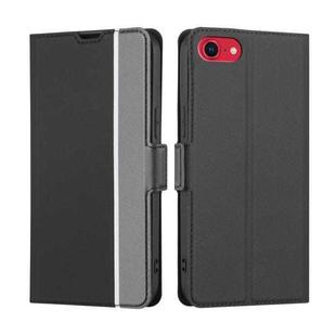 For iPhone SE 2022 / SE 2020 / 8 / 7 Twill Texture Side Button Leather Phone Case(Black)