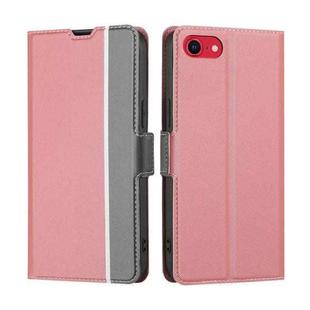 For iPhone SE 2022 / SE 2020 / 8 / 7 Twill Texture Side Button Leather Phone Case(Pink)
