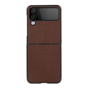 For Samsung Galaxy Z Flip4 Carbon Fiber Texture Shockproof Protective Phone Case(Brown)