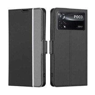 For Xiaomi Poco X4 Pro 5G Twill Texture Side Button Leather Phone Case(Black)